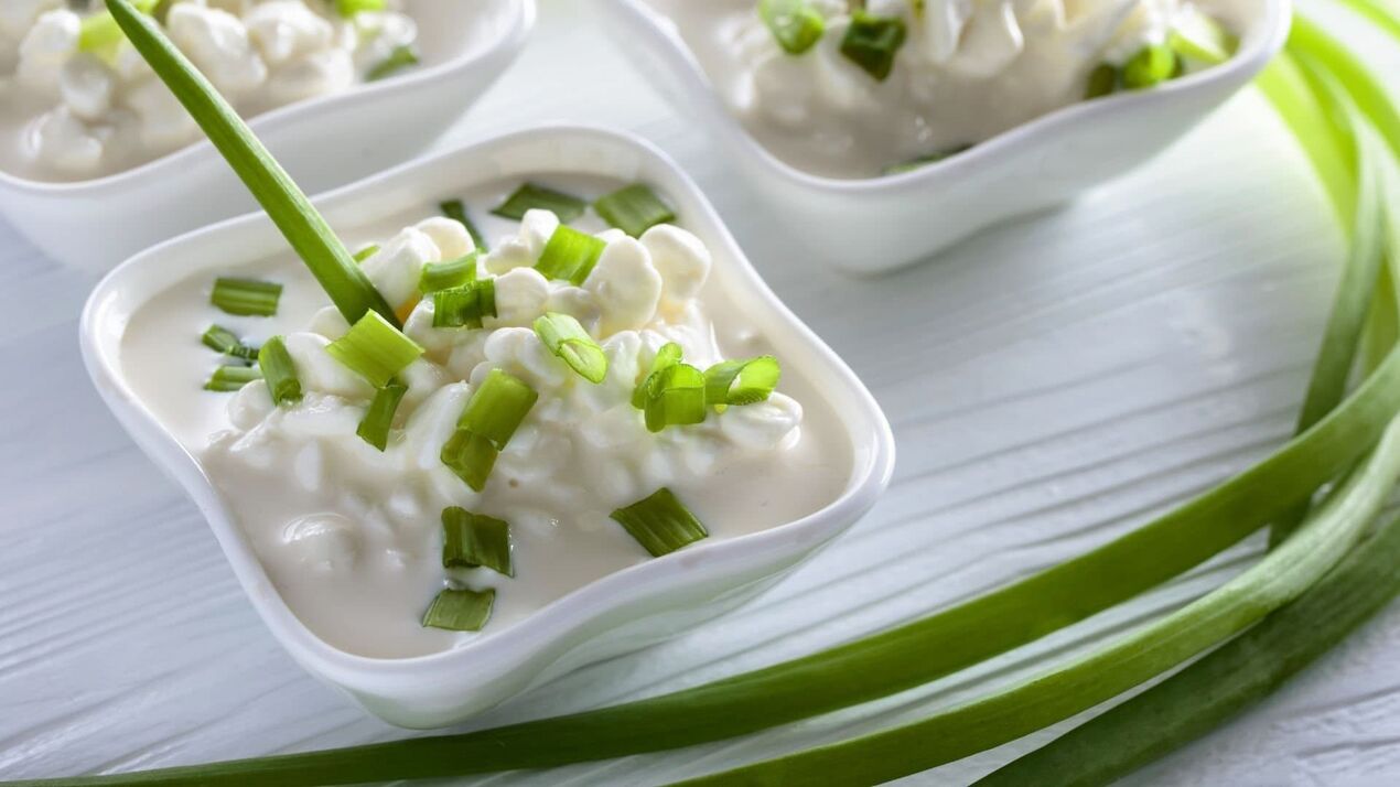 Green onions with cottage cheese to increase potential